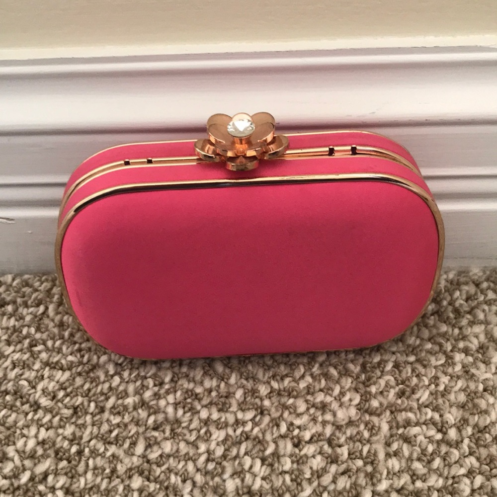 Elegant Pink Clutch with Gold Accents